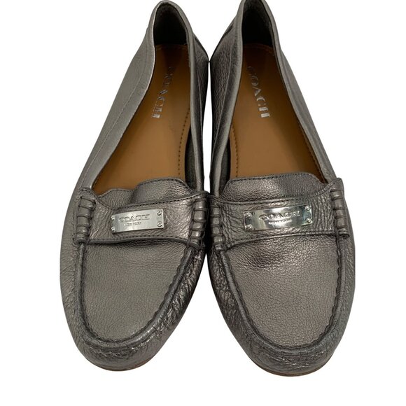 Coach Fredrica Womens Metallic Leather Loafers Size 8.5 Flats U10660 - Picture 1 of 10